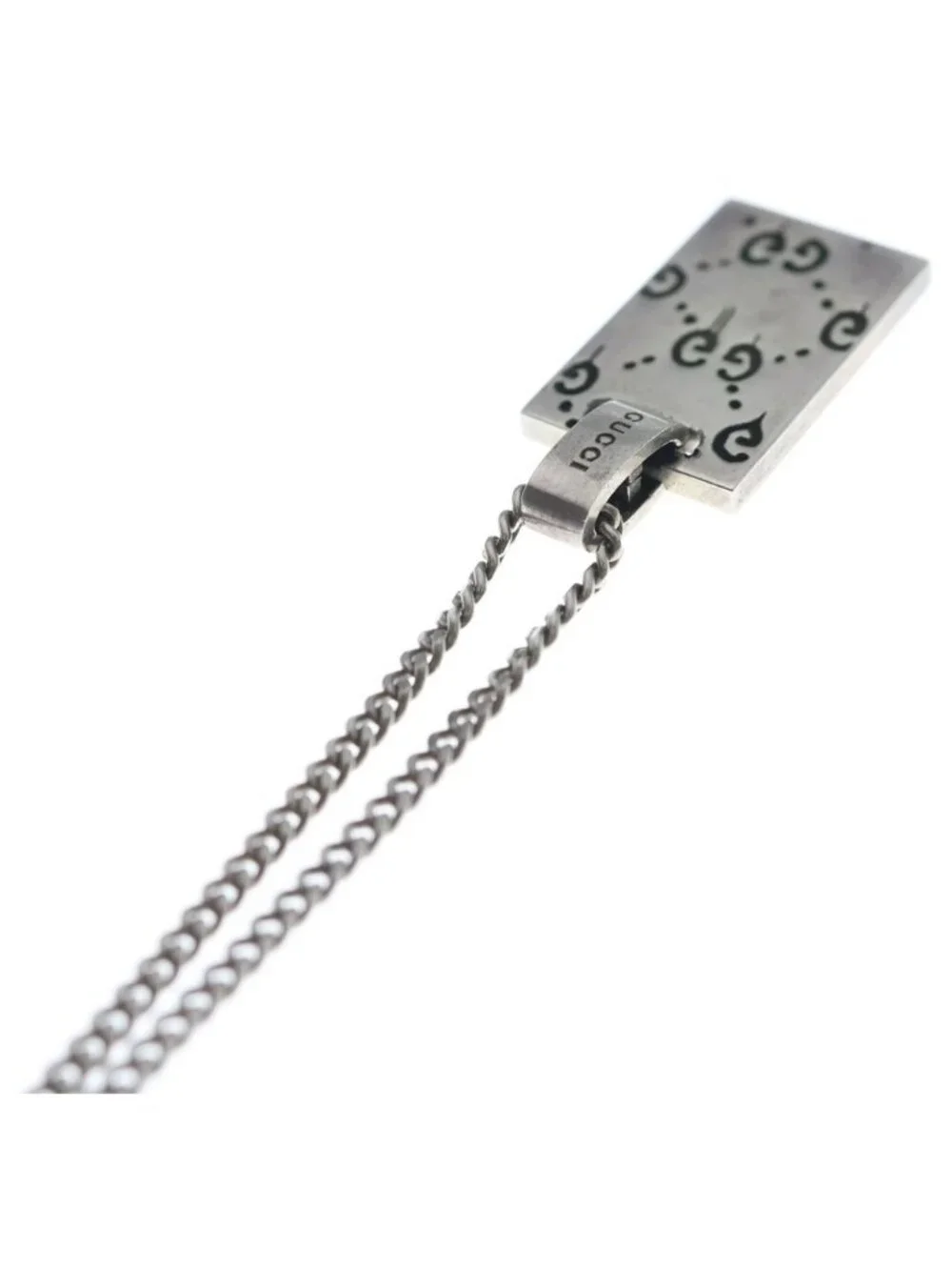 Gucci Ghost Skull Motif Top Chain Necklace Silver